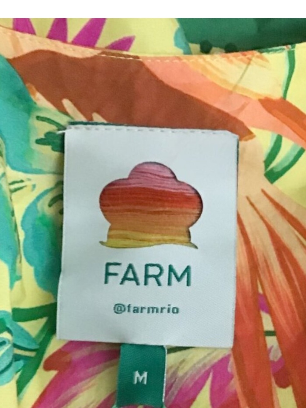 FARM Rio Yellow Delicate Fruit Garden Organic Cotton Mini Dress Size M NWOT - Picture 10 of 12